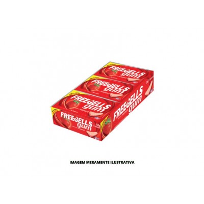 GOMA DE MASCAR SEM ACUCAR FREEGELLS GUM MORANGO RICLAN 1X15X8G